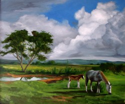 Paisagem com cavalos