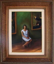 Mulher sentada com vestido branco