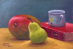 Natureza Morta com livro e frutas - Tampa da caixa